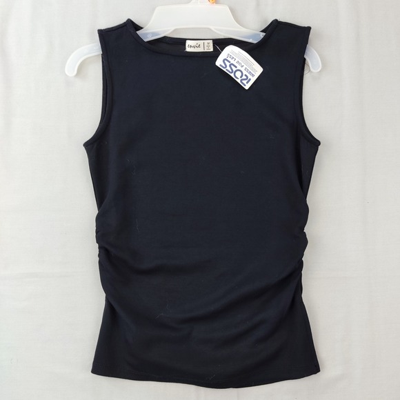 Envie Tops - Envie Tank Top Womens Size Medium Black Ruched Side Sleeveless Crew Neck Stretch